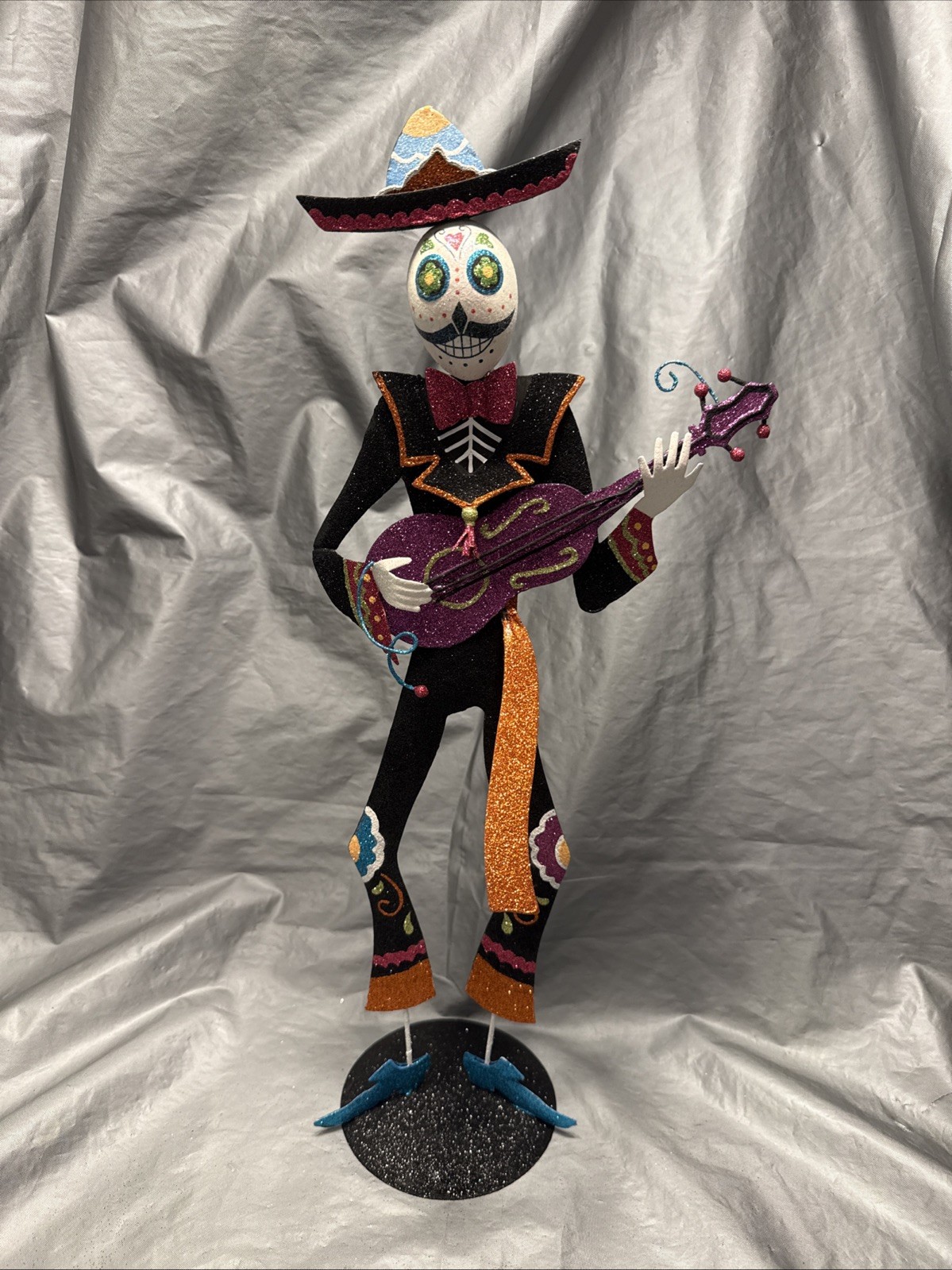 Pier 1 One VTG MARIACHI DAY OF DEAD GUITAR MUSICIAN Glittr V RARE G/VGUC *READ*