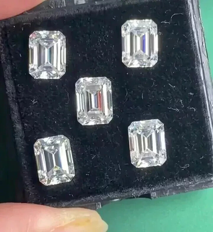 0.50 Ct Size 5 Pcs Natural Emerald Cut White Diamond D Grade VVS1 + 1 Free Gift