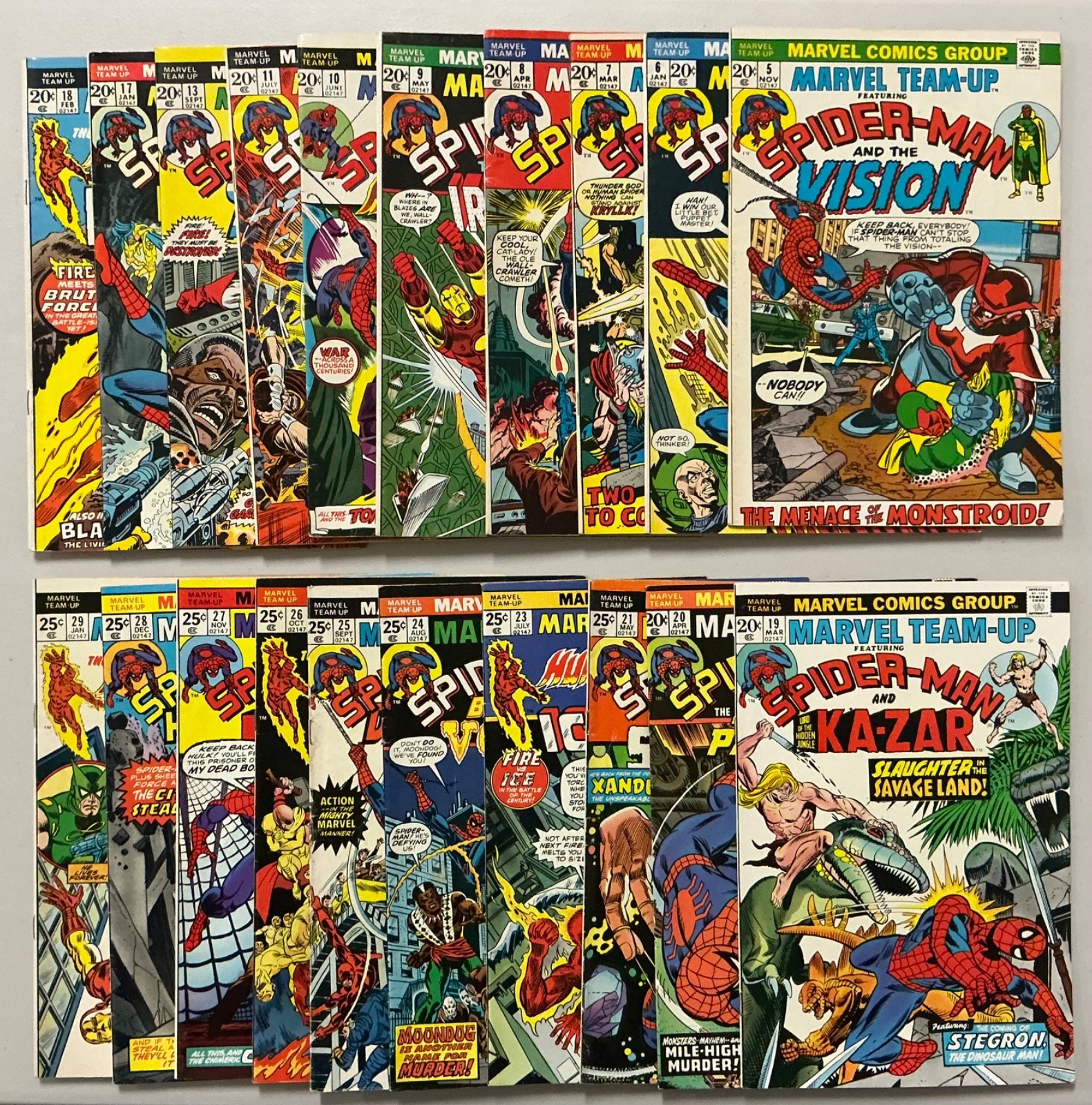 MARVEL TEAM-UP Lot of 20 between #5-29 SPIDER-MAN 1972 Marvel Comics (1298)