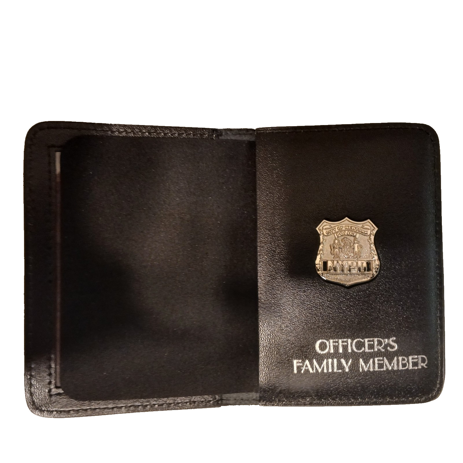 NYPD Police Officer's Family Member Mini Badge ID Case Wallet W/Pin Silver Foil