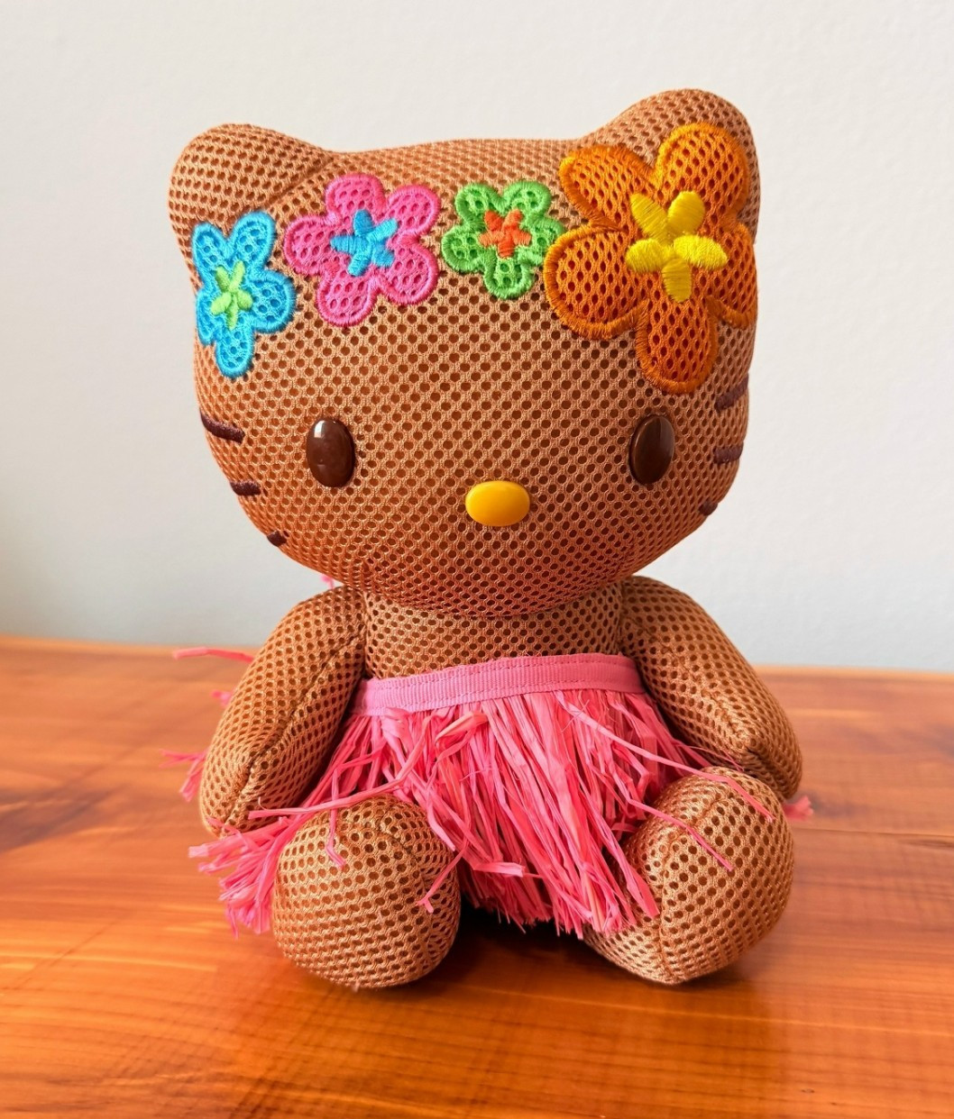 Sanrio Vintage Hawaiian Tanned Mesh Hello Kitty Plush Toy Doll