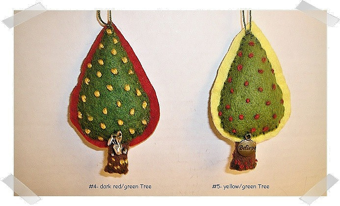 Felt Tree Ornament/ Assorted Shapes & Colors/Handmade