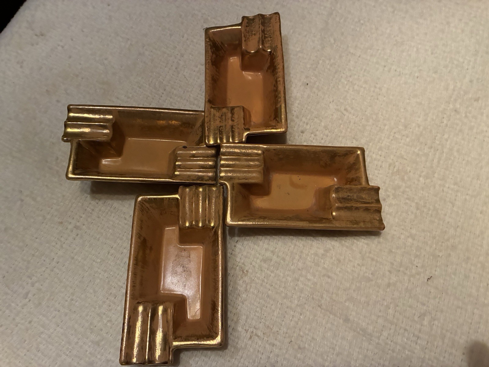 Vintage MCM Stangl Pottery Ashtrays Granada Gold 1953 Ashtray  Bridge Set of 4