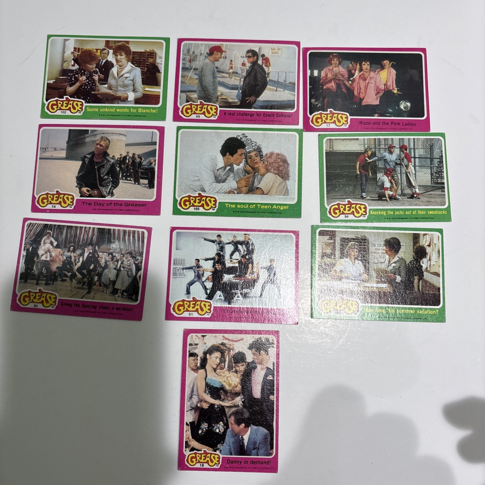 1978 PARAMOUNT  GREASE  TRADING CARD LOT OF 10