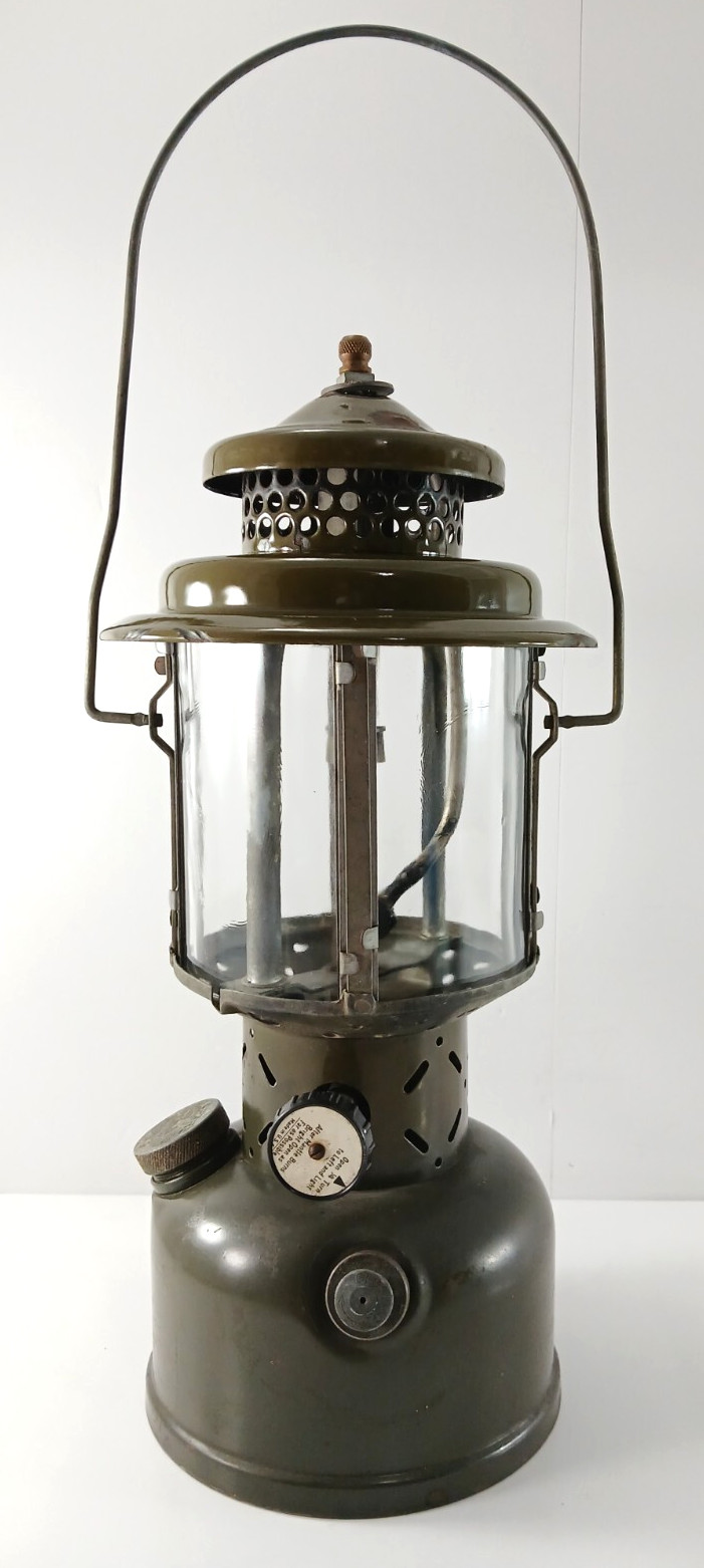 Vintage 1958 Coleman Single-Mantle, Quad-Glass Military Issue Gas Lantern CLEAN