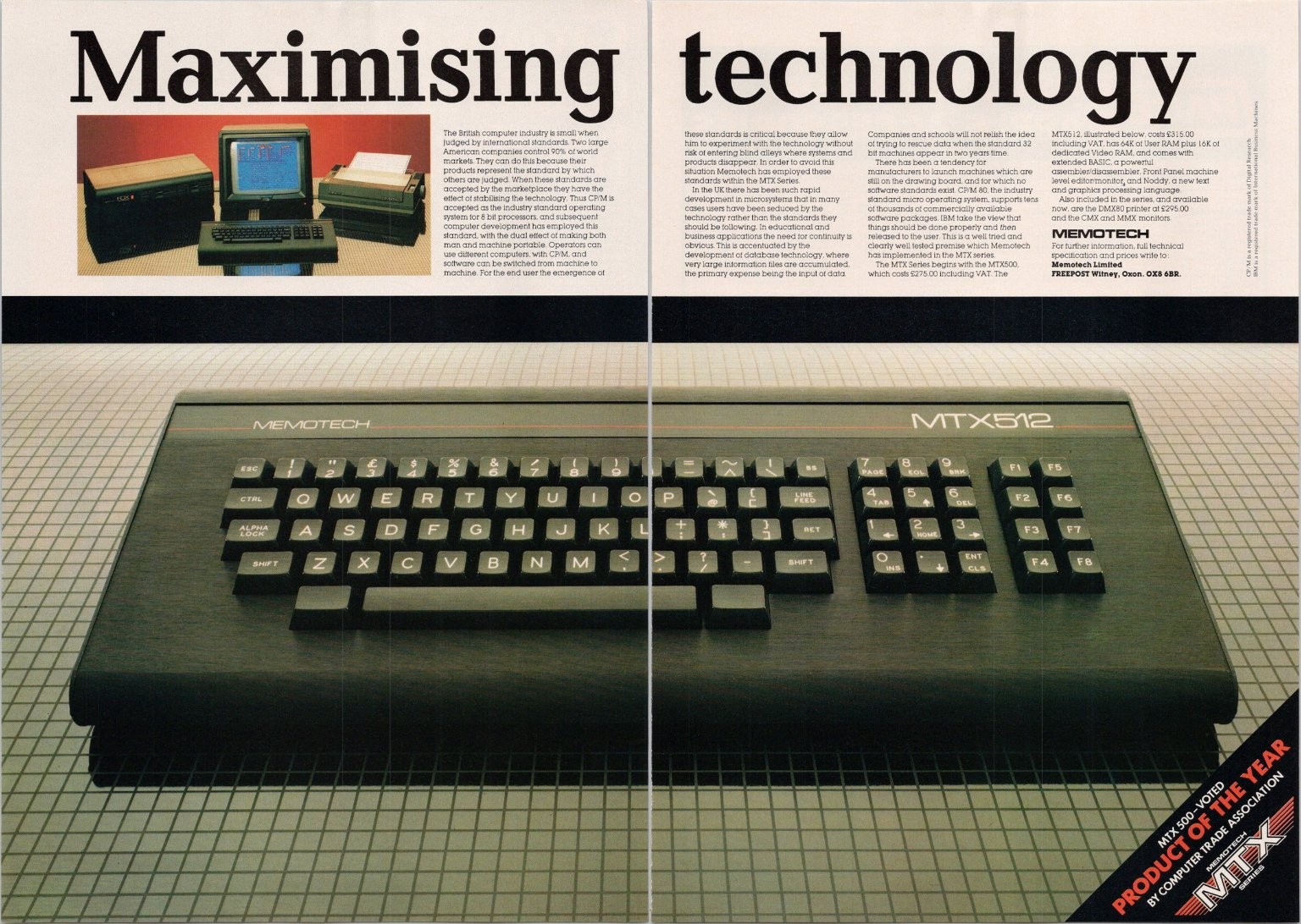 Memotech MTX512 Vintage 1984 Computer 2pg Print Ad Retro Technology