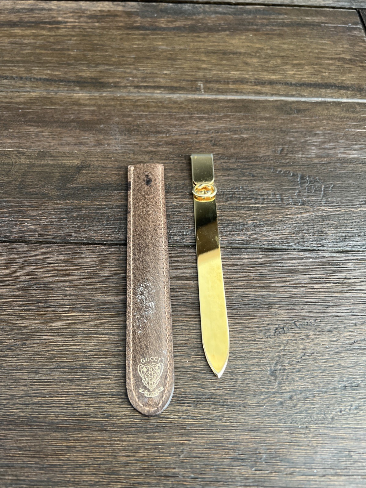 Vintage Gucci GG Gold Plated Interlocking Letter Opener
