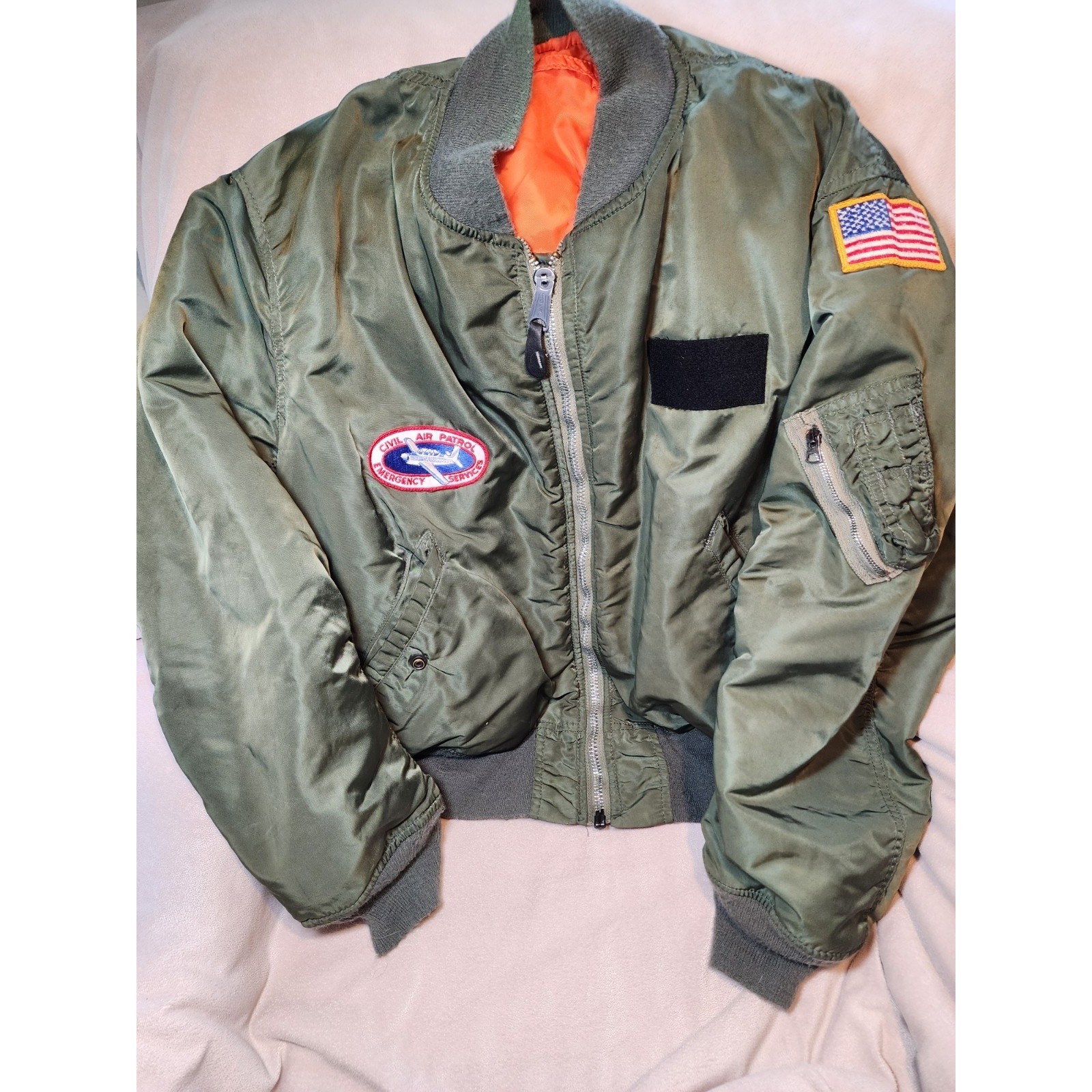Vintage 1960s- 1970\'s California Civil Air Patrol Flight Jacket Green Large