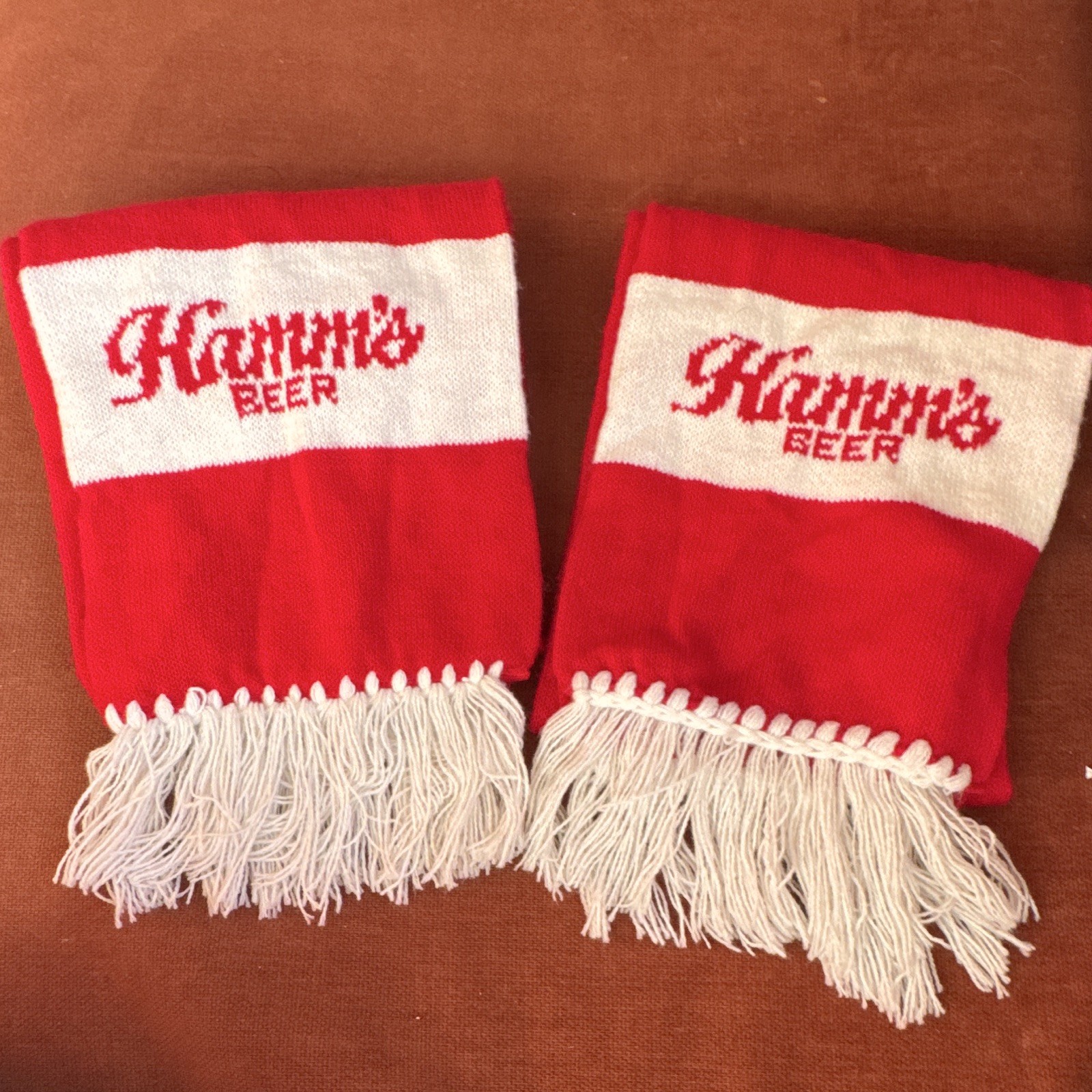 Vintage Hamm’s Beer Winter Scarf Red White Collector’s Ítem Holiday Gift