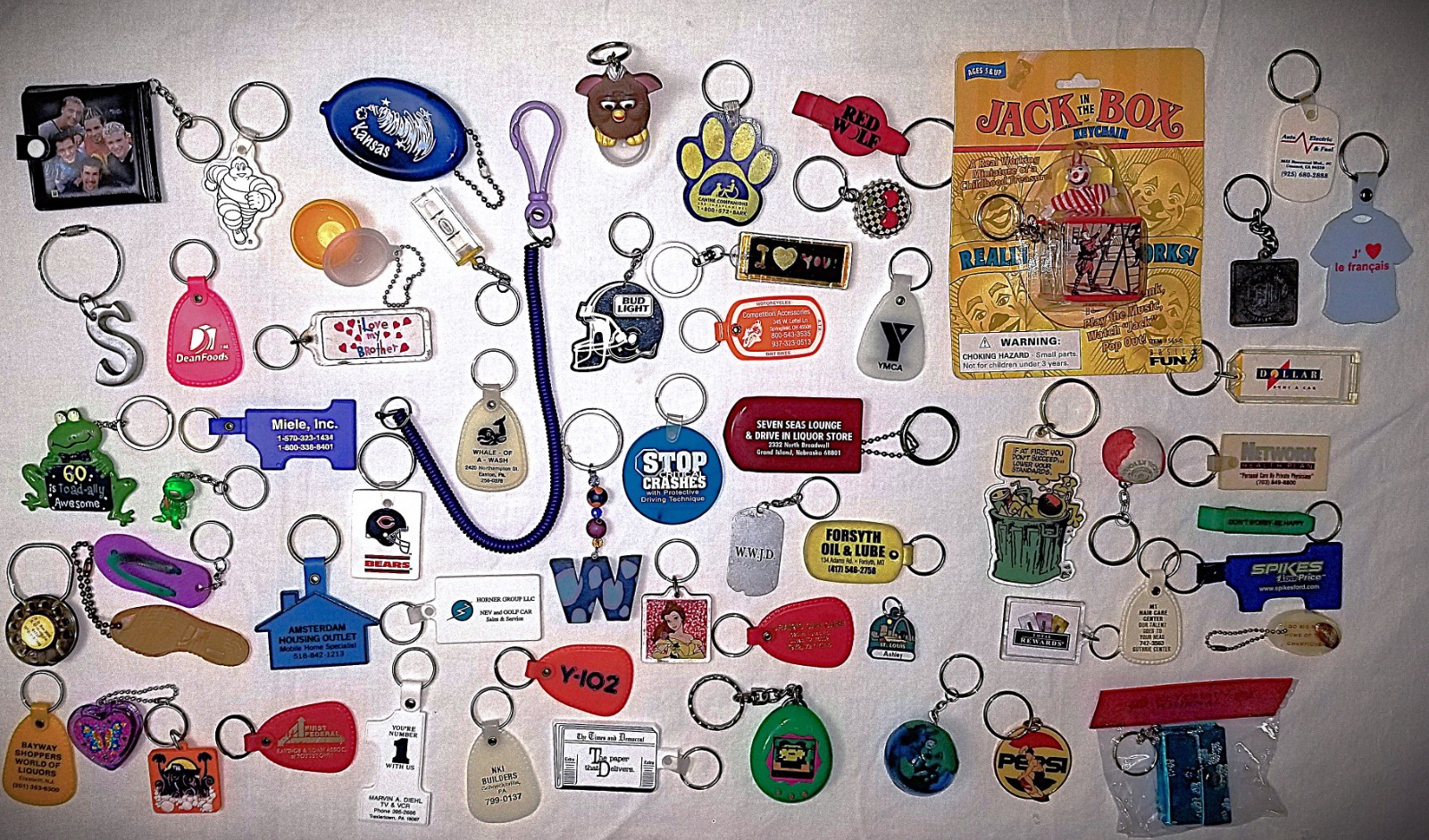 Collectible Keychains - Lot of 60 - Mixed Assortment – Vintage to Modern