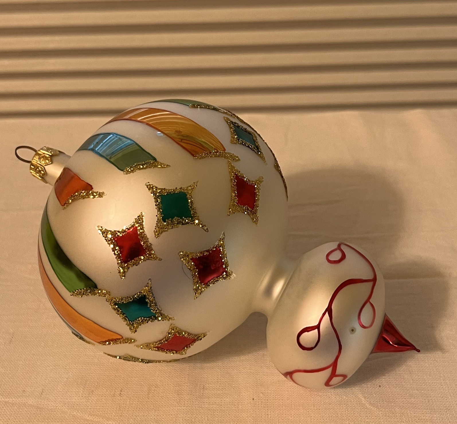 Christopher Radko Allegro Ball Drop Glass Ornament 1993 Rare Made in Poland 7” 