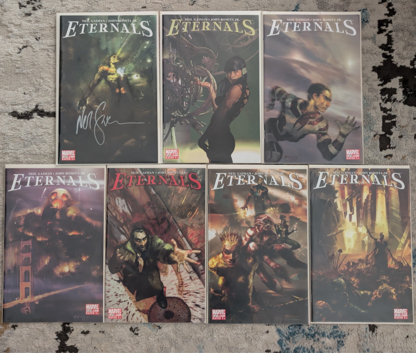 SIGNED Neil Gaiman Eternals #1-7 2006 FN/VF~NM Complete Set #1 Marvel