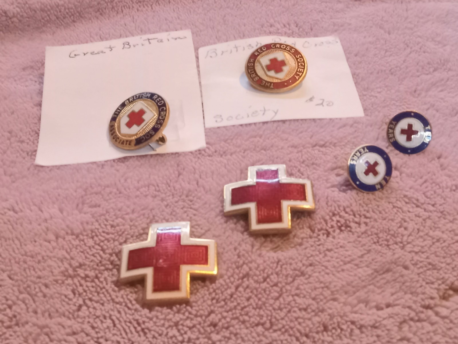 6 Pin Lot British London Amazing American Red Cross Lapel Pins Vtg Estate 