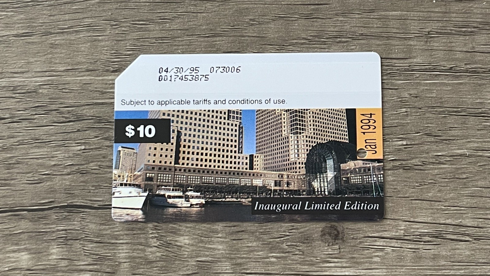 NYC MTA INAUGURAL METROCARD $10 1994  MINT BLUE BACK NORTH COVE MARINA YACHT #3