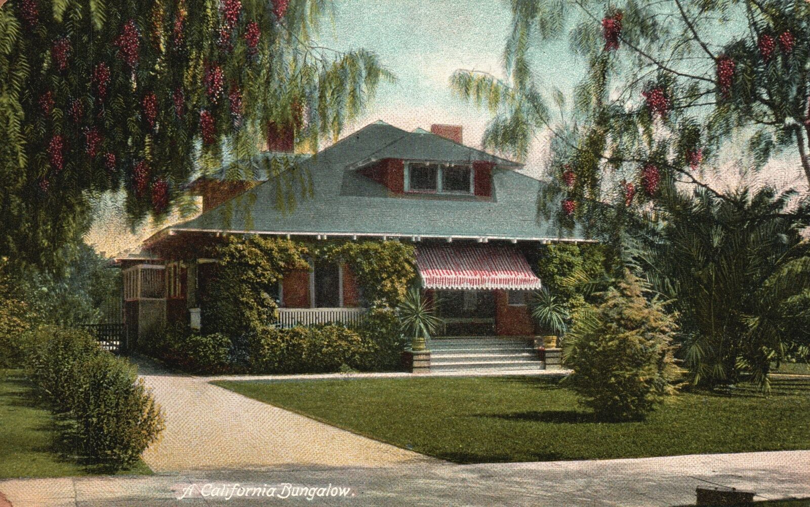 A Beautiful Bungalow House in California CA Home Antique Postcard 1910\'s