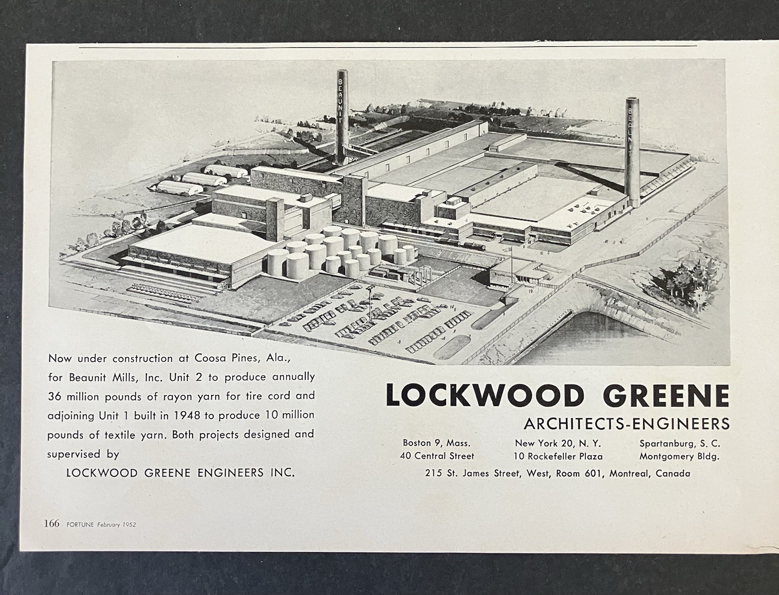 1952 Lockwood Greene Architects Engineers Coosa Pines AK B&W Vintage Print Ad
