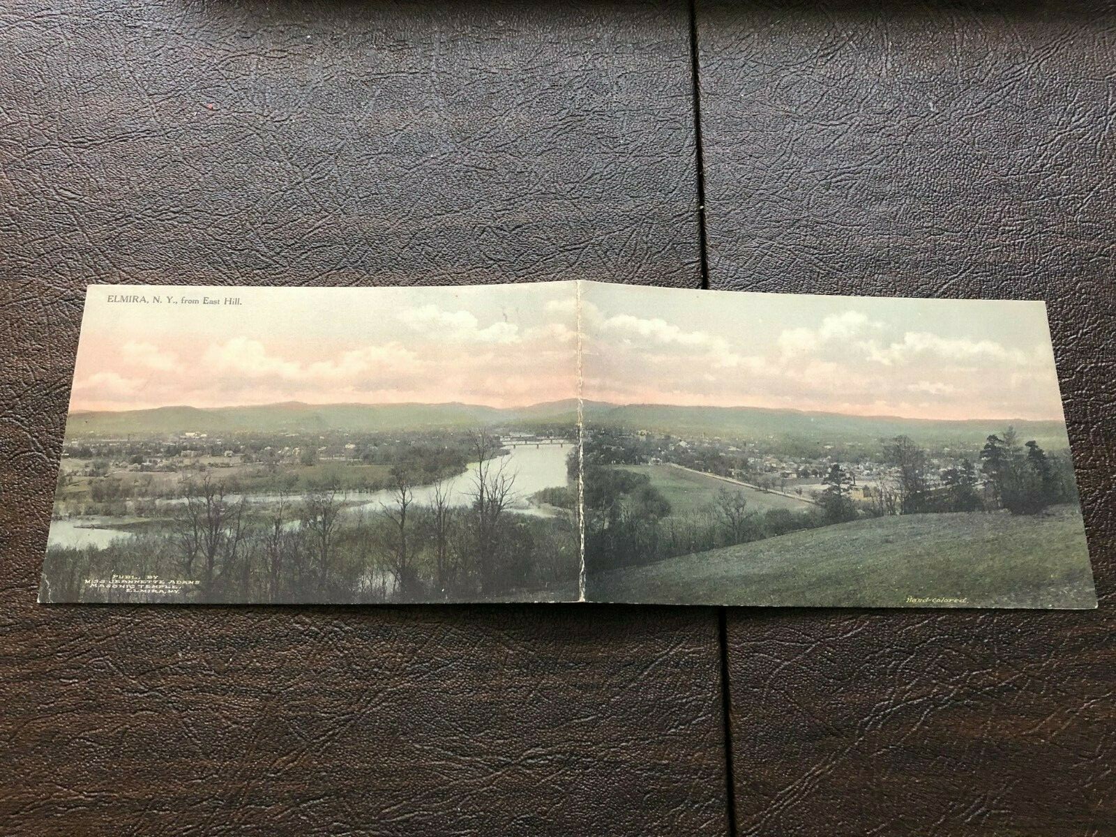 Lithograph Bi-Fold PC Elmira New York Panoramic Town View early 1900s