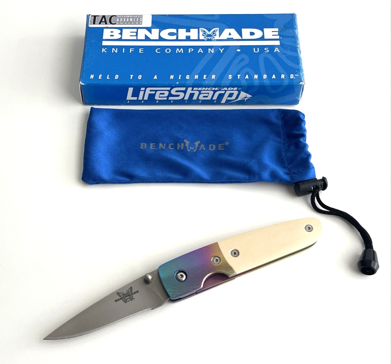 Benchmade 850 Mel Pardue Folding Knife ATS-34 Titanium Bolsters Micarta USA