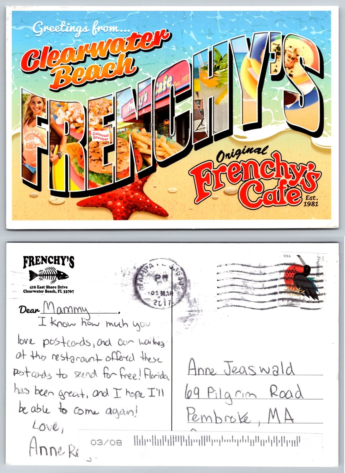 Continental Greetings from Clearwater Beach Florida Large Letter Postcard