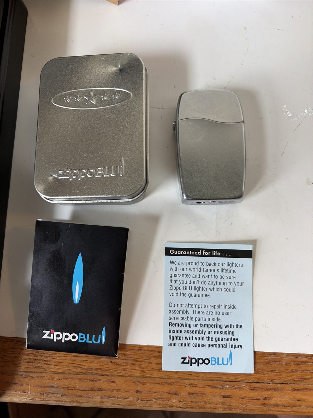 Zippo Blu Lighter  - New With Seal - In Original Case With Paperwork Inside