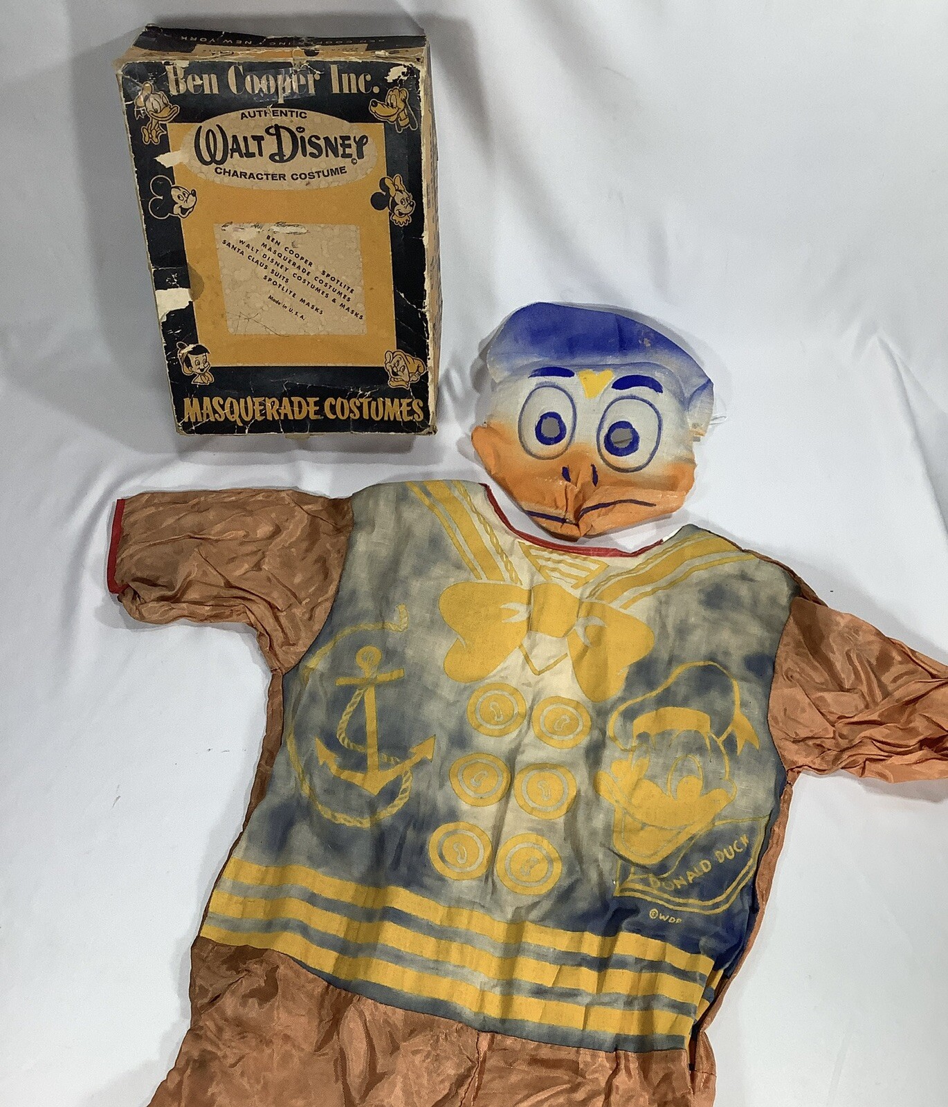 Rare Vintage 1930 40s Ben Cooper Walt Disney Donald Duck Halloween Costume w Box