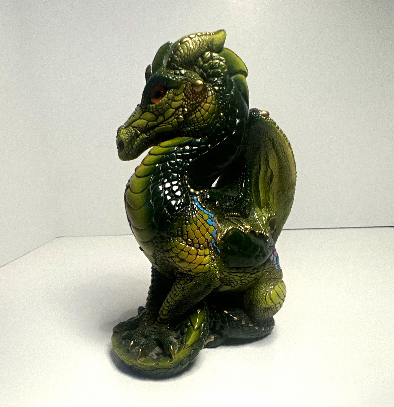 Windstone Editions Green 1986 Dragon Resin Figurine Melody Pena Hand Painted