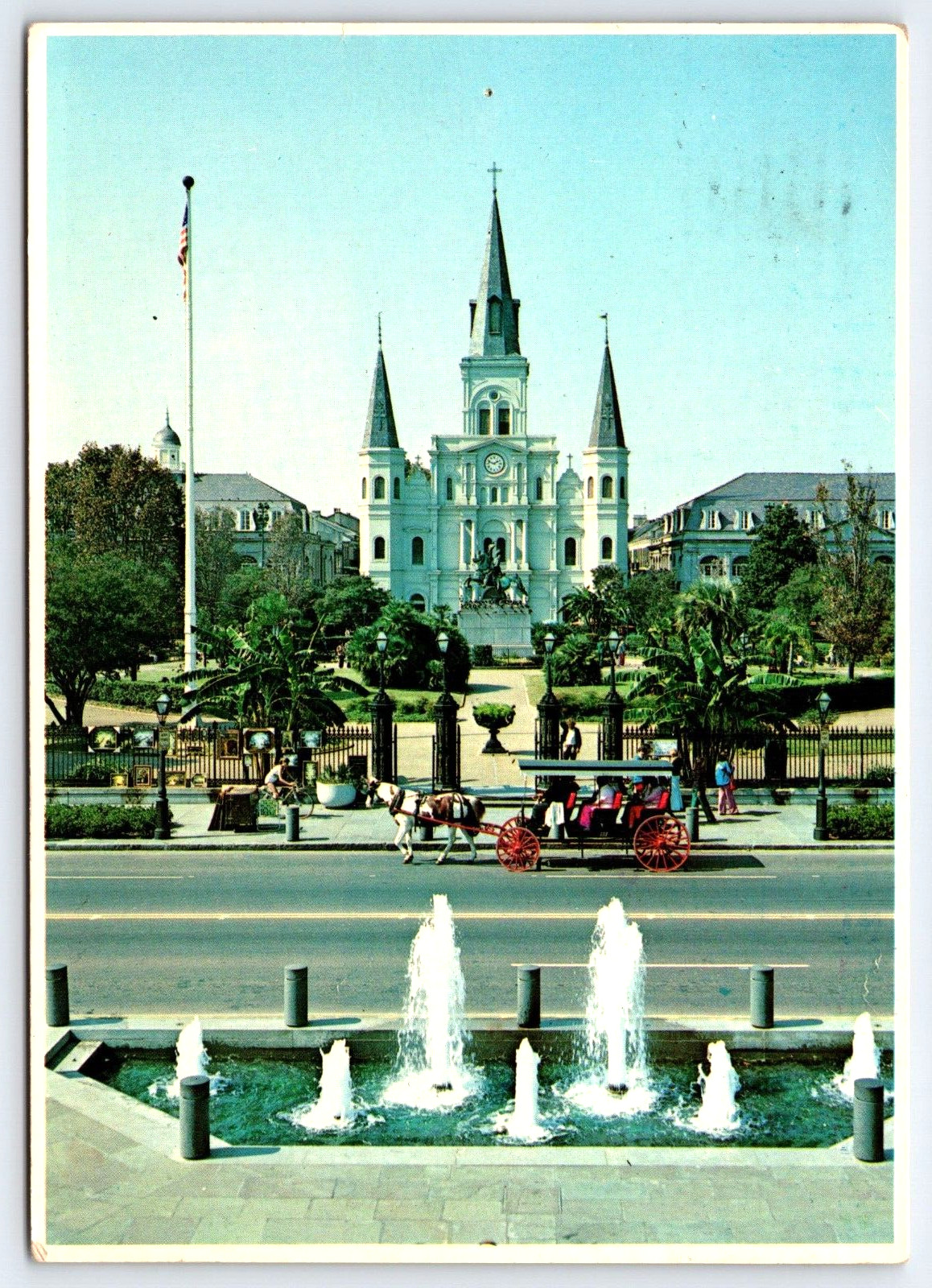 NEW ORLEANS LOUISIANA ST. LOUIS CATHEDRAL JACKSON SQUARE VINTAGE PHOTO POSTCARD