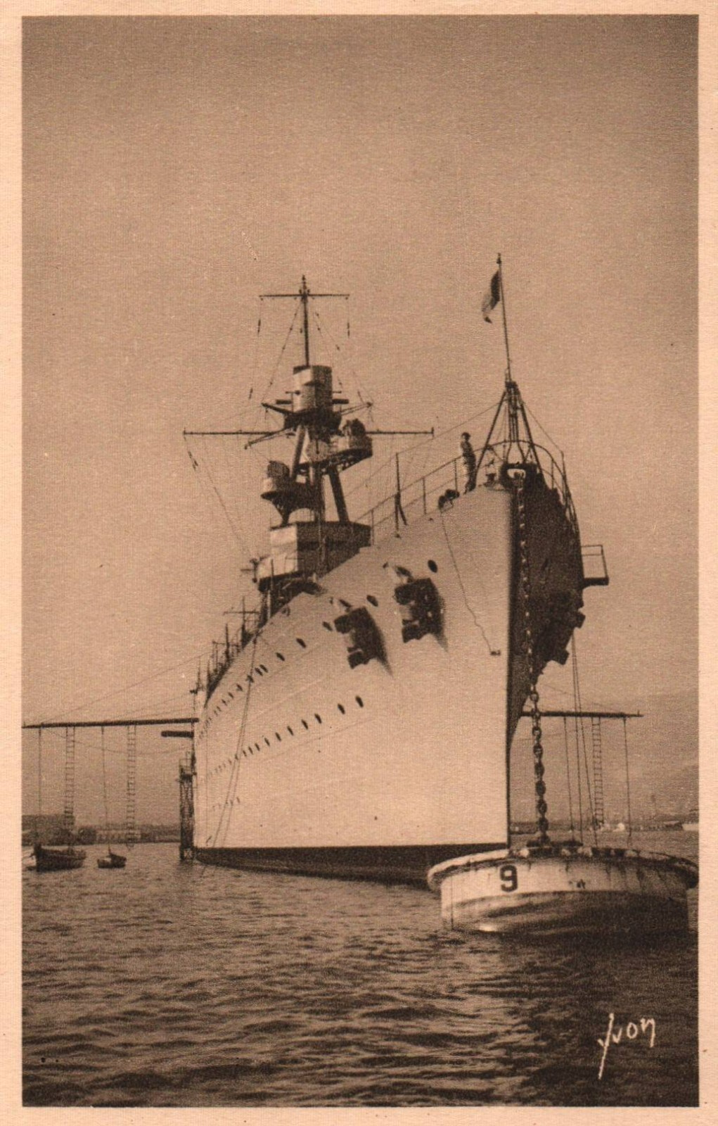 Photo French cruiser Suffren Navy  10000 ton ship - War Time