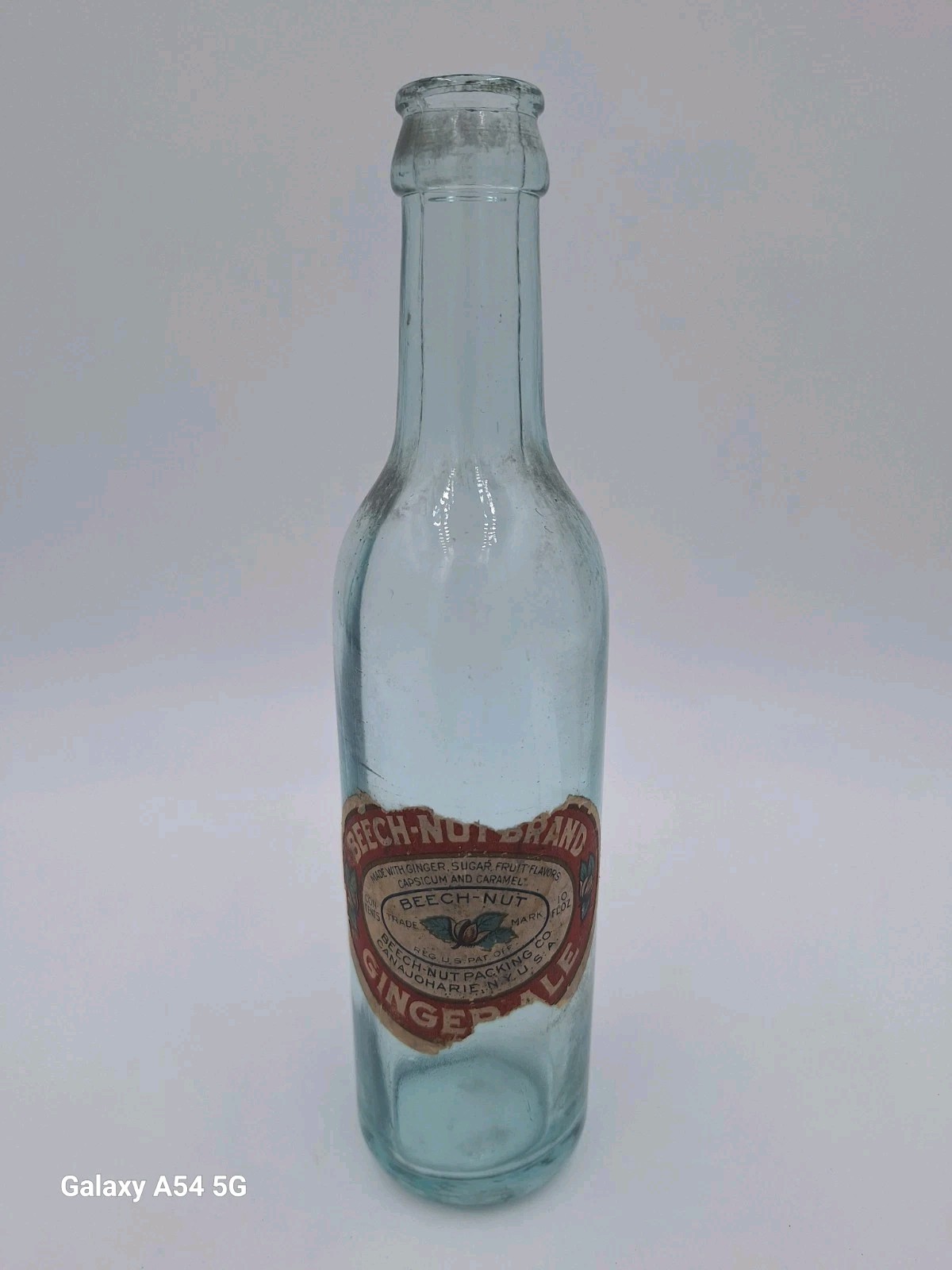 Antique Beech-Nut Brand Ginger Ale Glass Bottle Teal 9.5\