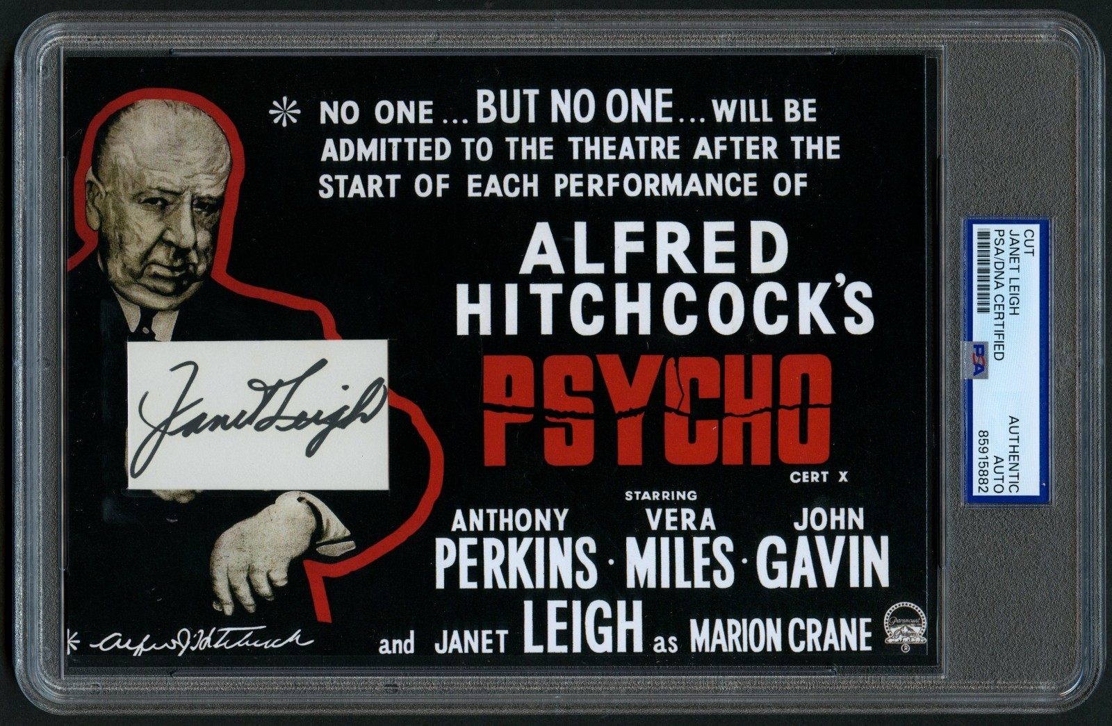 Janet Leigh signed autograph 5.5x8 Actress: Psycho Poster Custom Cut PSA Slabbed