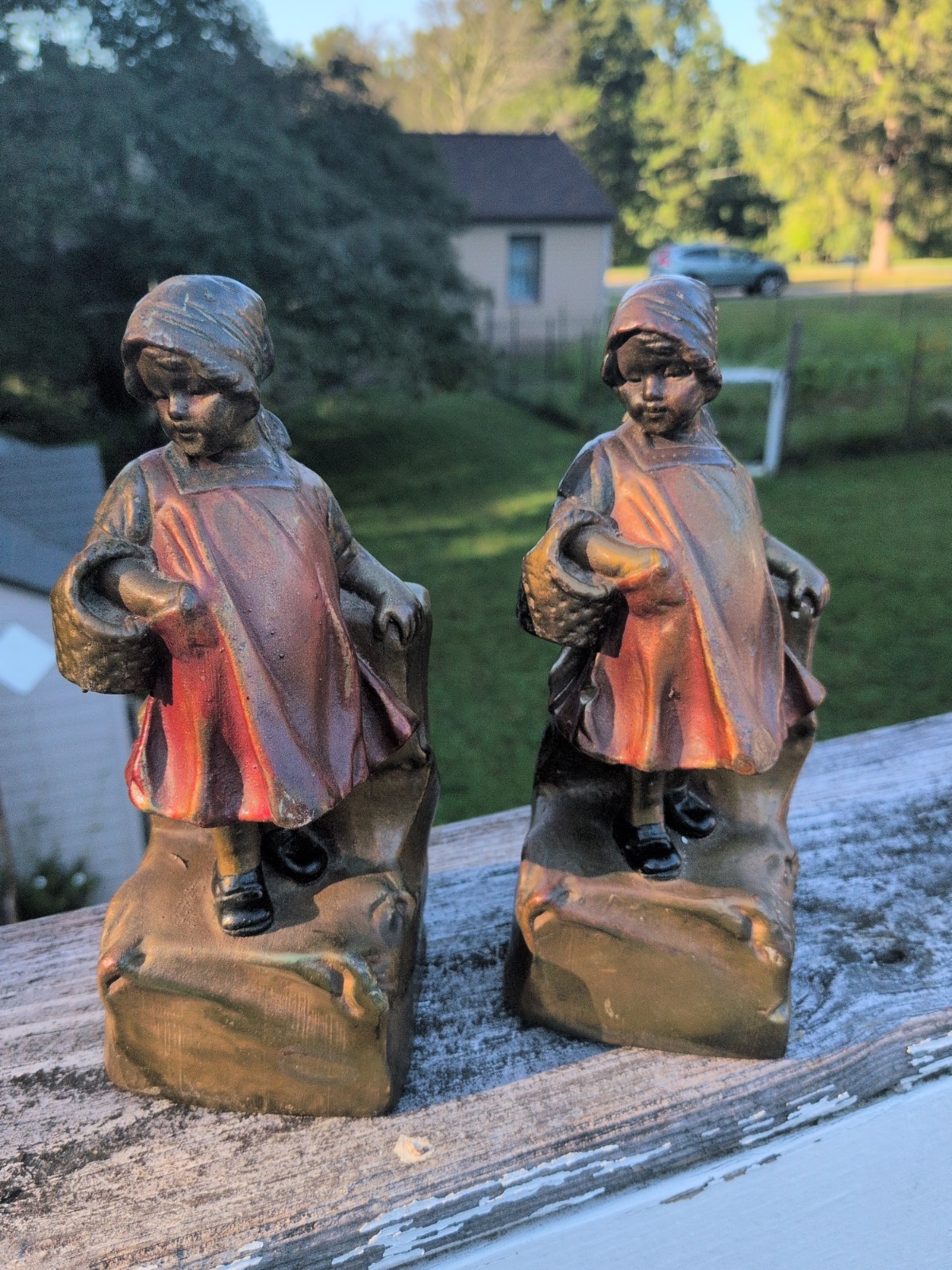 Vintage 1930s Armor Bronze Co. Figural Bookends 