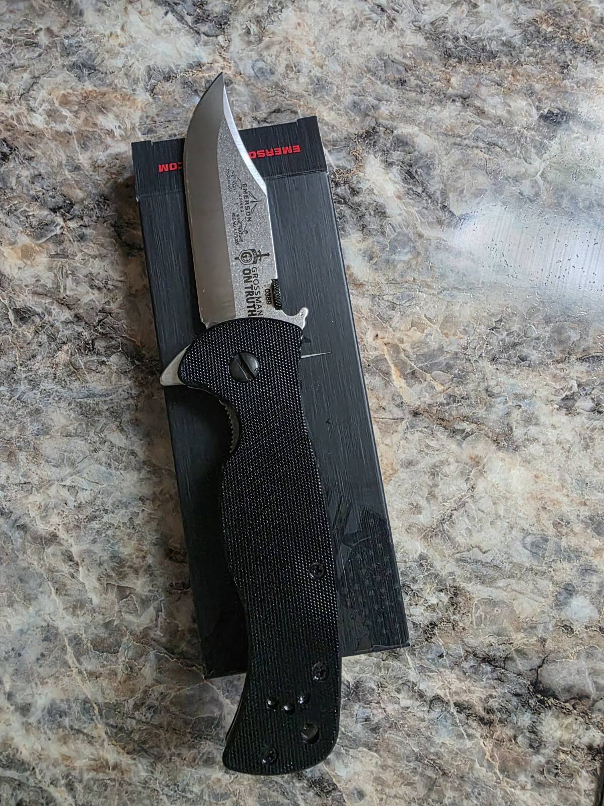 Emerson Knives Sheepdog Bowie Flipper 154CM Black G10 Titanium Handle