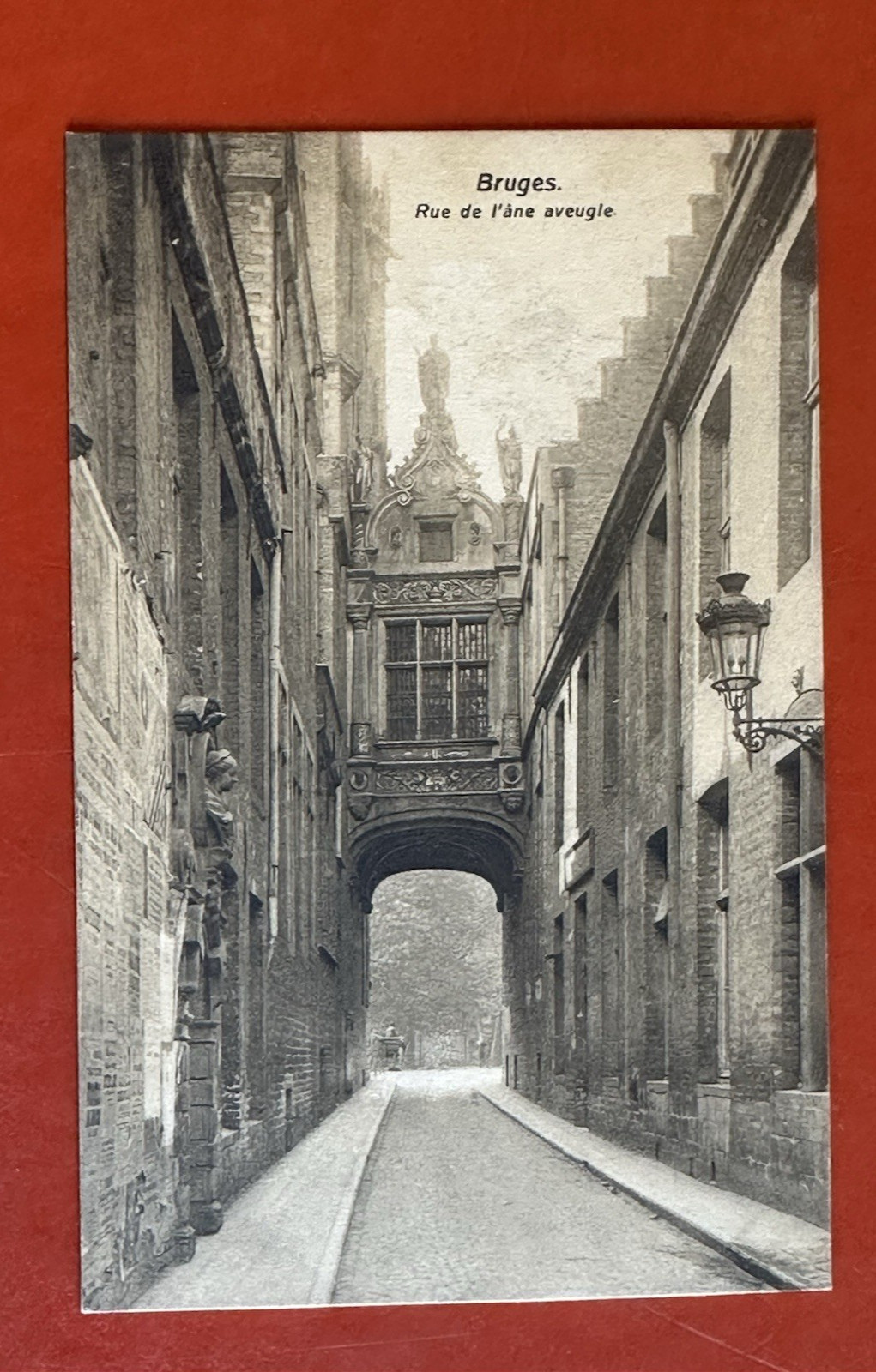 1909 BRUGES BELGIUM Antique Postcard ~ RUE DE L'AVEUGLE ~ BLIND DONKEY STREET