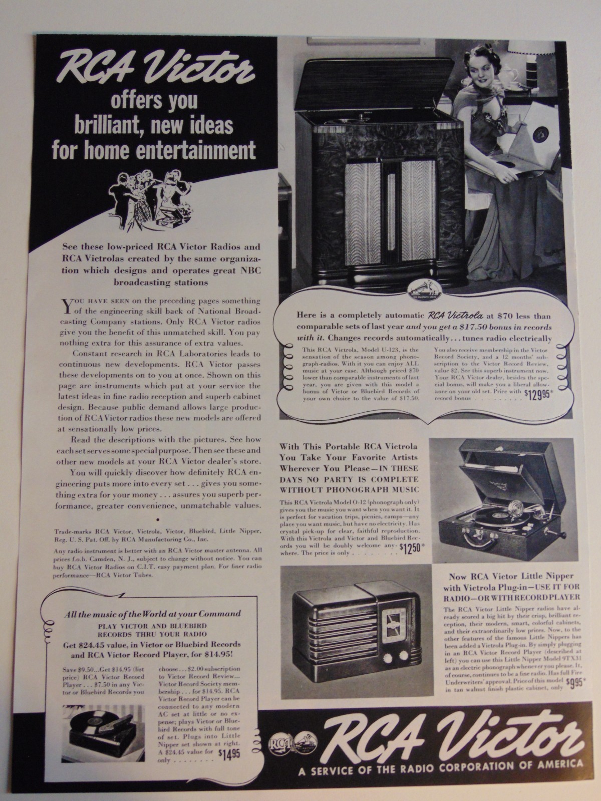 1939 RCA VICTOR Home Entertainment Radio-Victrola-vintage print ad
