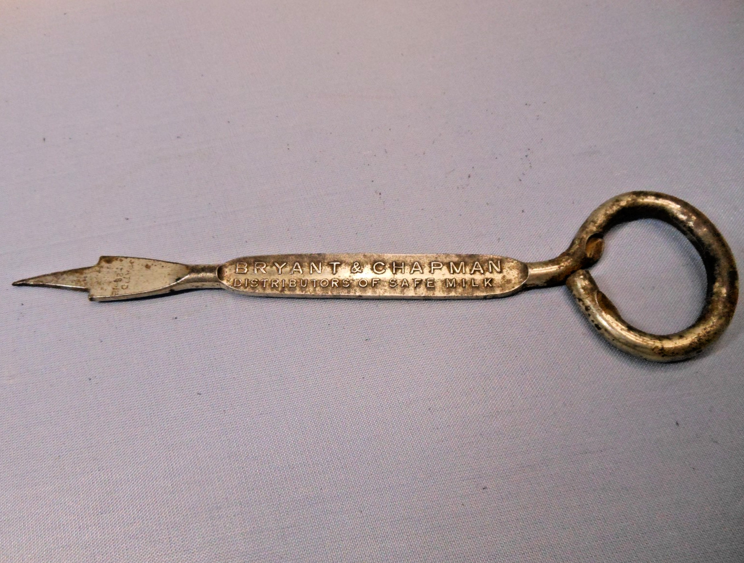 Antique Bryant & Chapman Hartford CT Milk Bottle Cap Opener Dairy Advertising