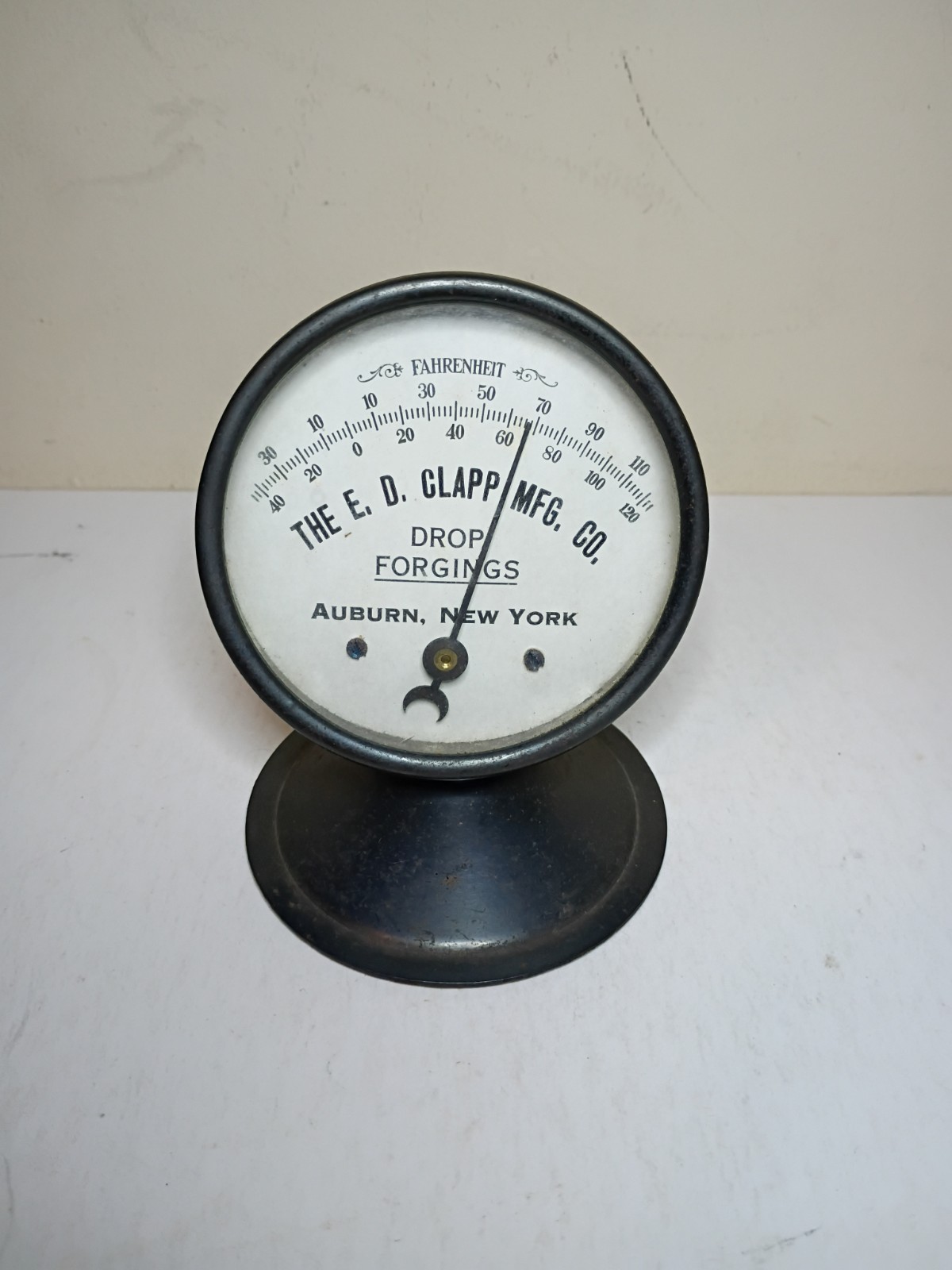 Antique E D Clapp Mfg Co Auburn NY Table Top Thermometer