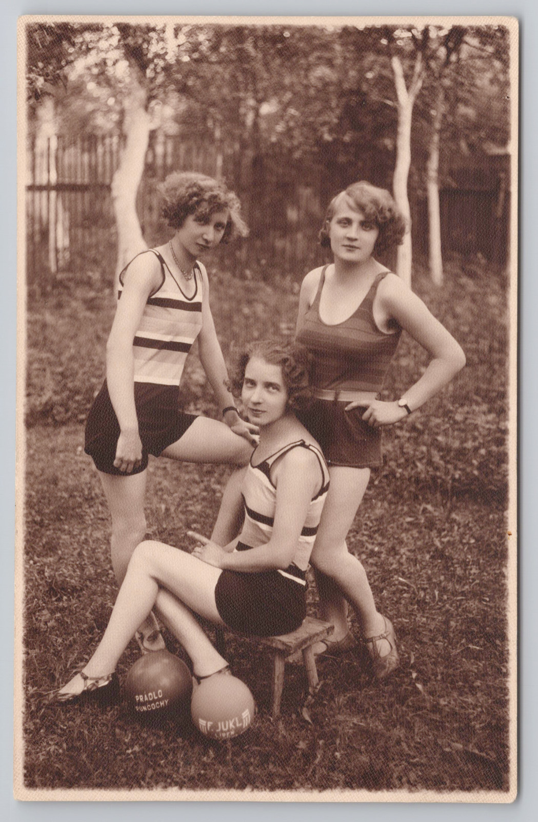 RPPC Postcard Czech Women Athletes Gymnasts Sports Uniforms Early 20th Century