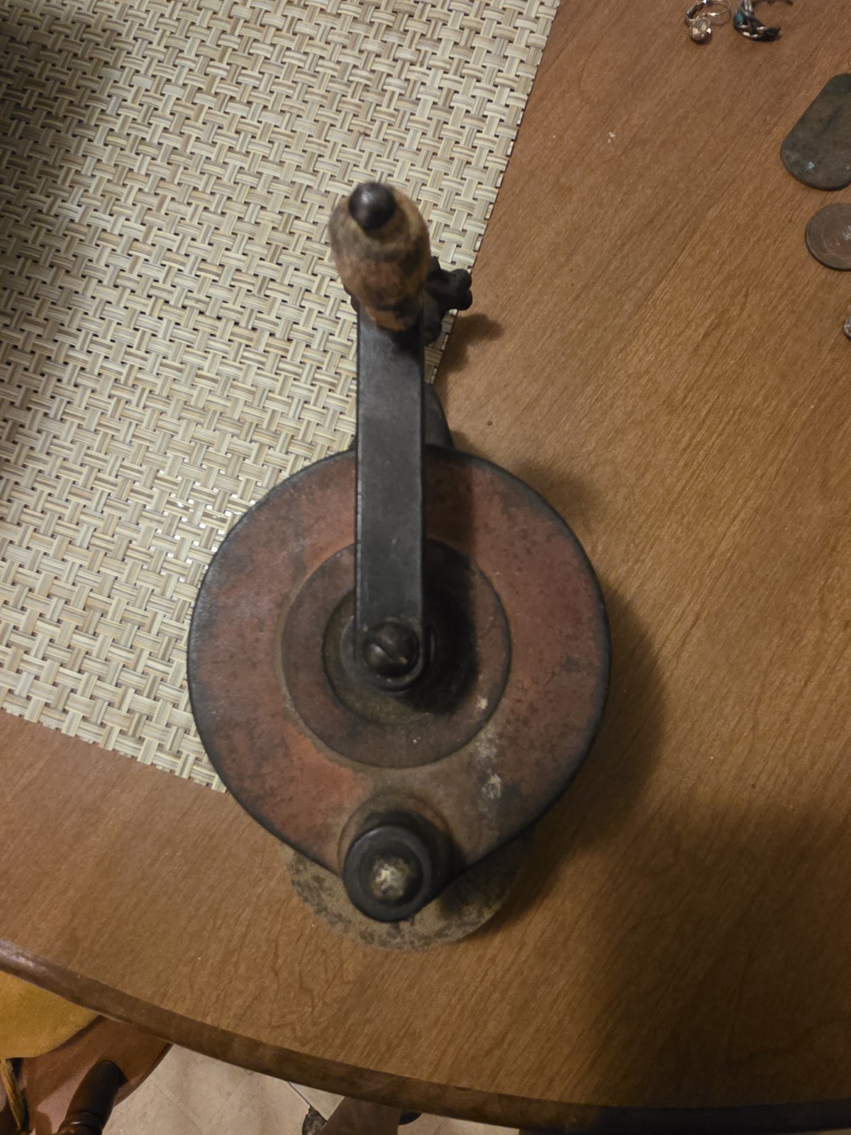 Rare Antique Bench Clamping Hand Crank Grinding Wheel