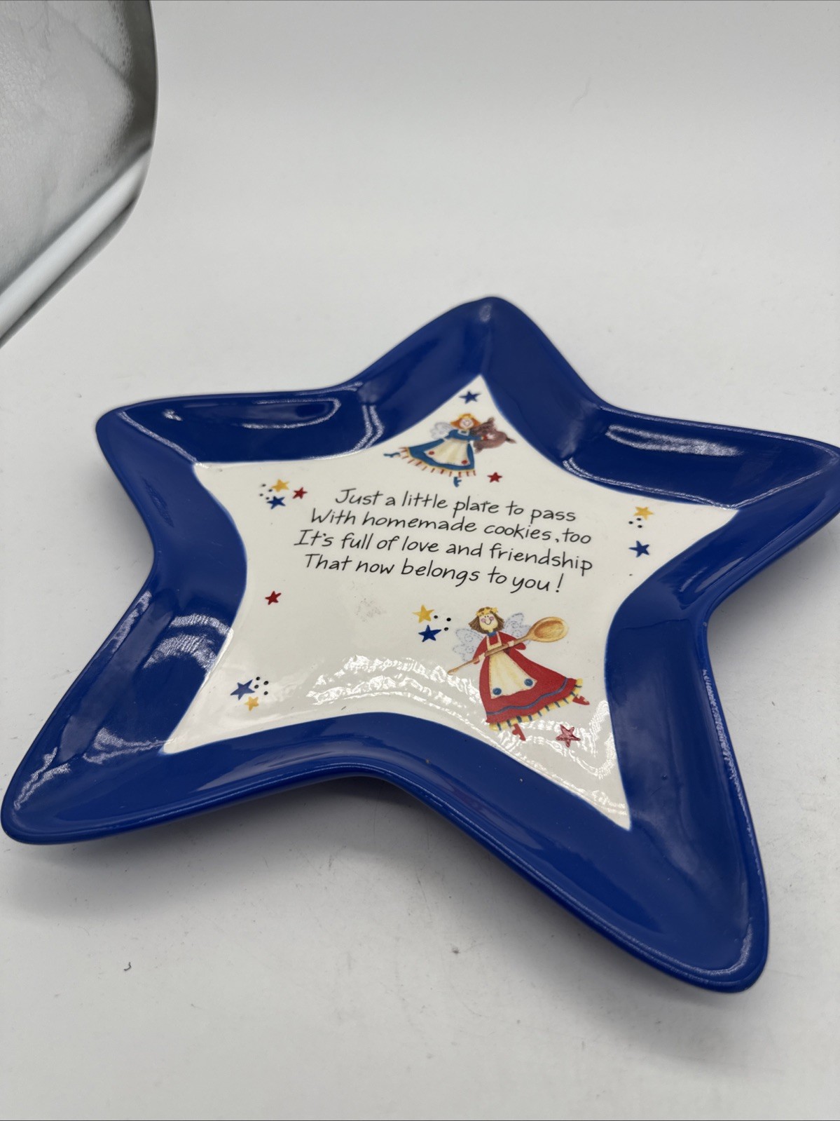 Vtg Gooseberry Patch Star Cookie Plate Tray Friendship Quote Midwest