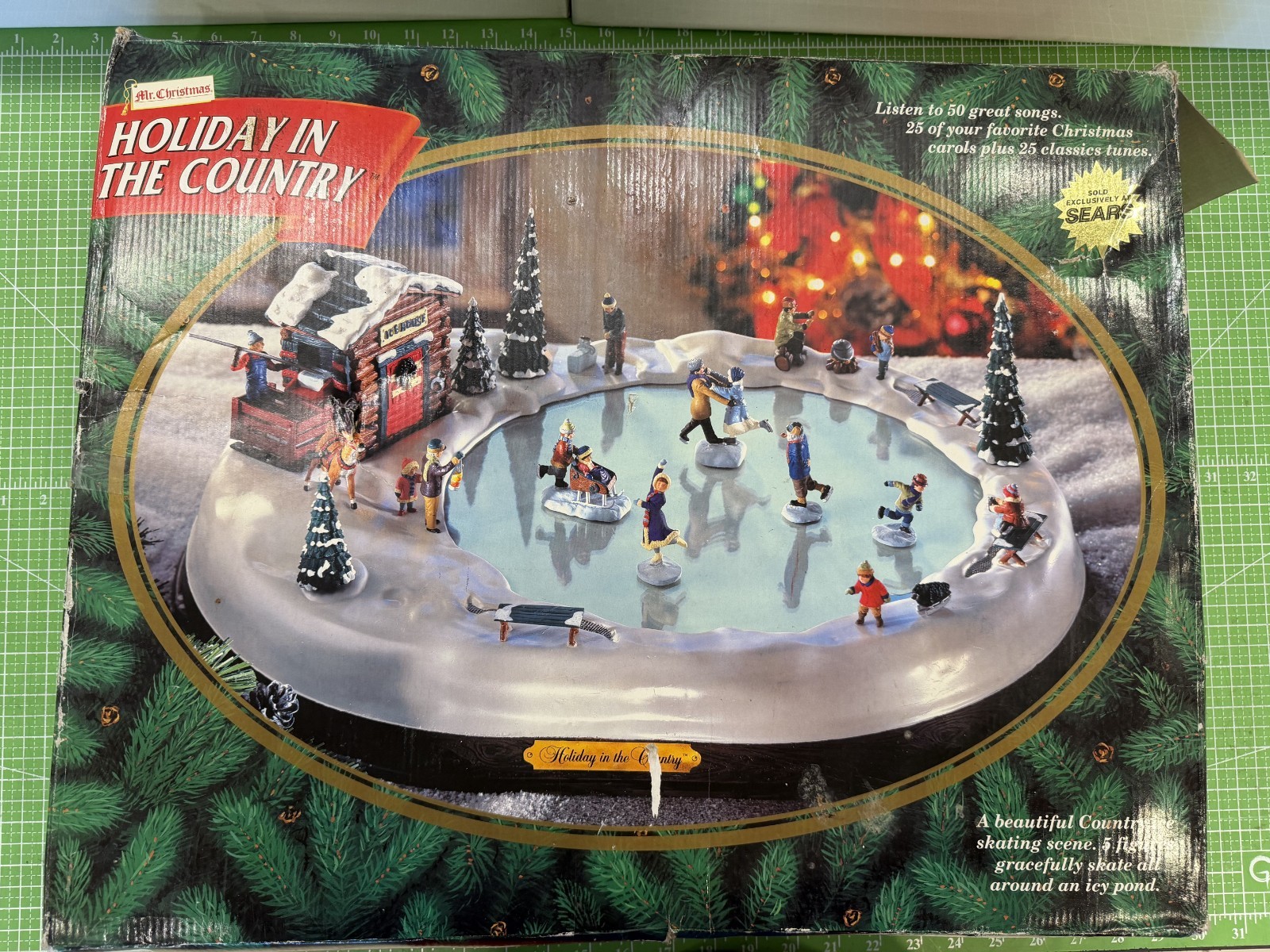 Mr. Christmas Holiday In The Country Ice Skating Scene Original Box - Works