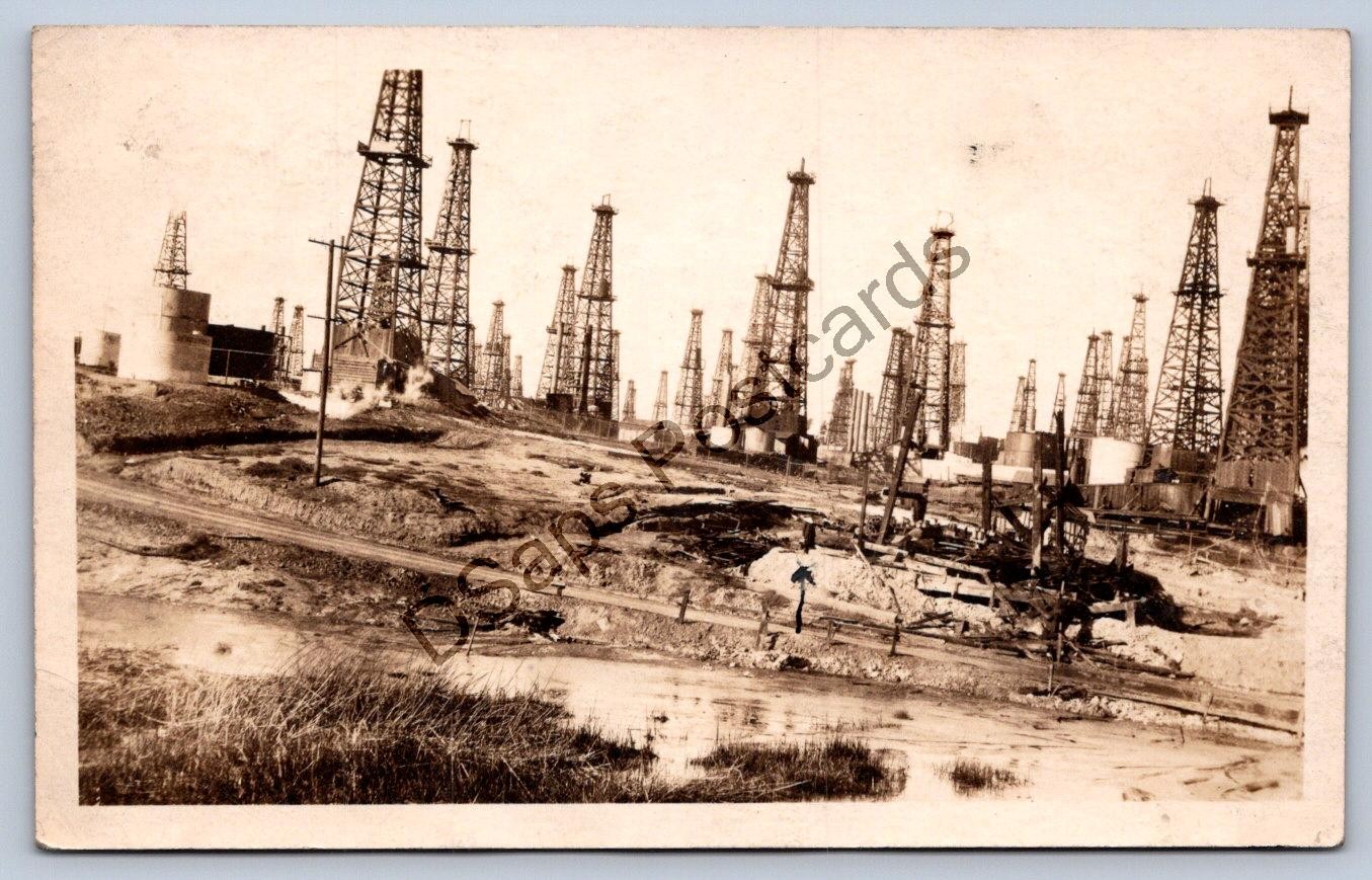 K67/ Signal Hill Long Beach California Postcard RPPC c1910 Oil Wells 251