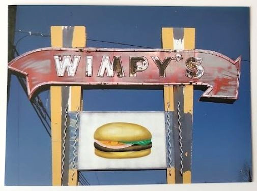 VTG DANVILLE VA Postcard Advertising WIMPY'S HAMBURGERS NEON SIGN