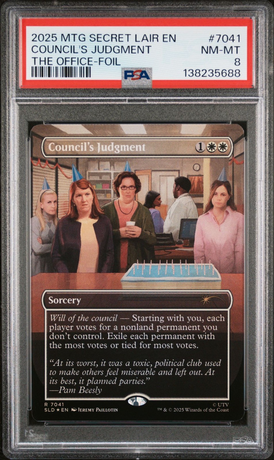 2025 MTG Secret Lair Dwight Schrute Office Foil #7041 PSA 8 Council's Judgment