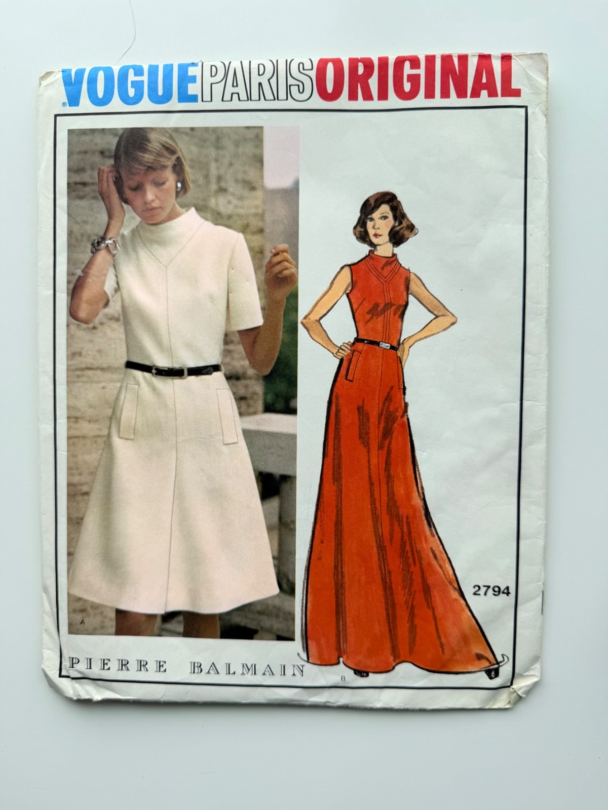 Vintage 1972 Vogue Paris Original 2794 Pierre Balmain Dress Sz 14, Uncut FF
