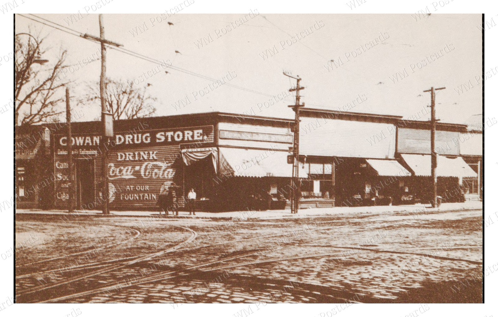 South Hadley Massachusetts 1900 Main Street Drugstore Coca-Col Standard Postcard
