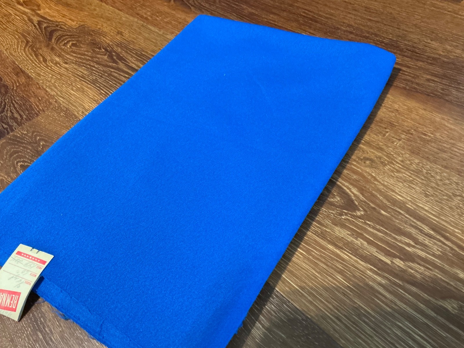 Vintage Fabric 1970's 1960's solid Blue Polyester Fabric 27” x 60”