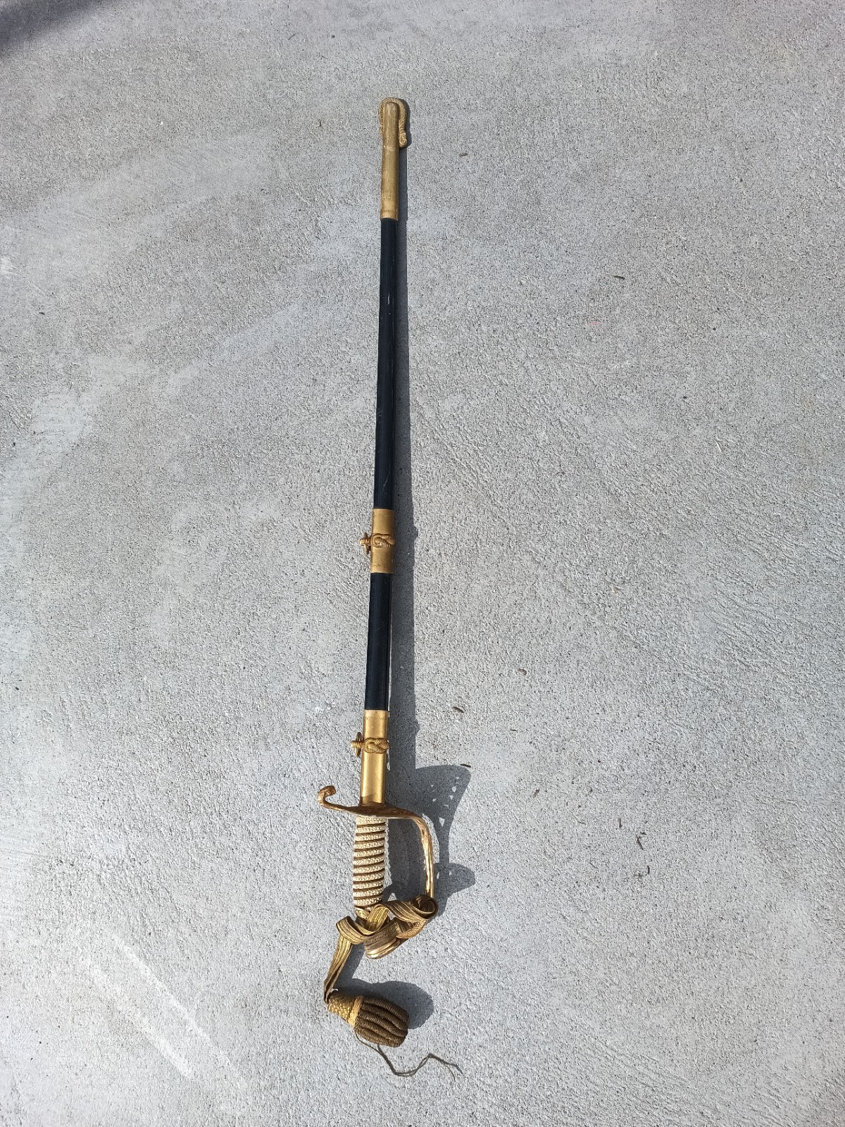 Vintage US German Made Model 1852 Engraved Navy Officer's Sword w/ Scabbard
