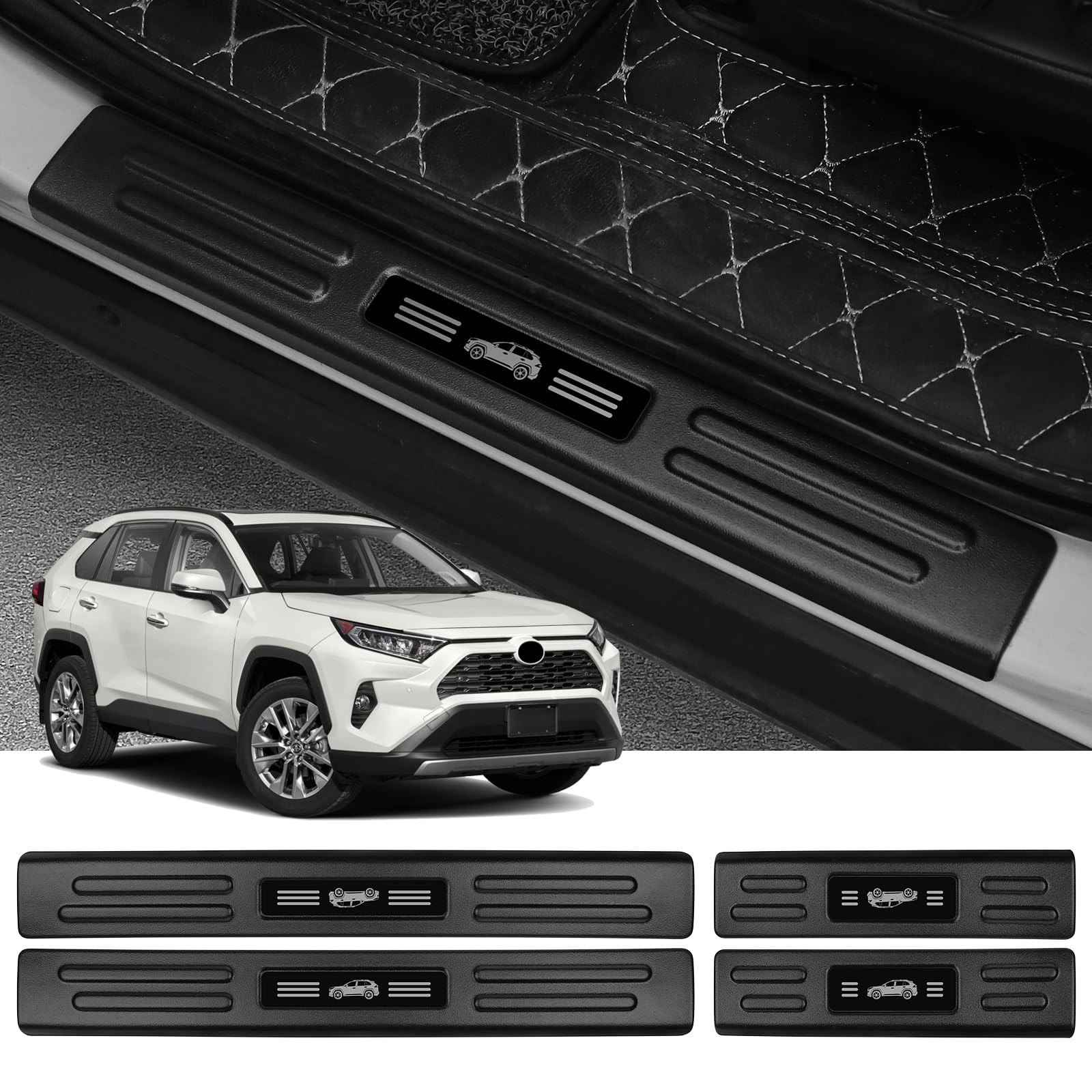 4PCS Door Sill Protector for Toyota RAV4 2025 2024 2023 2022 2021 2020 2019 H...