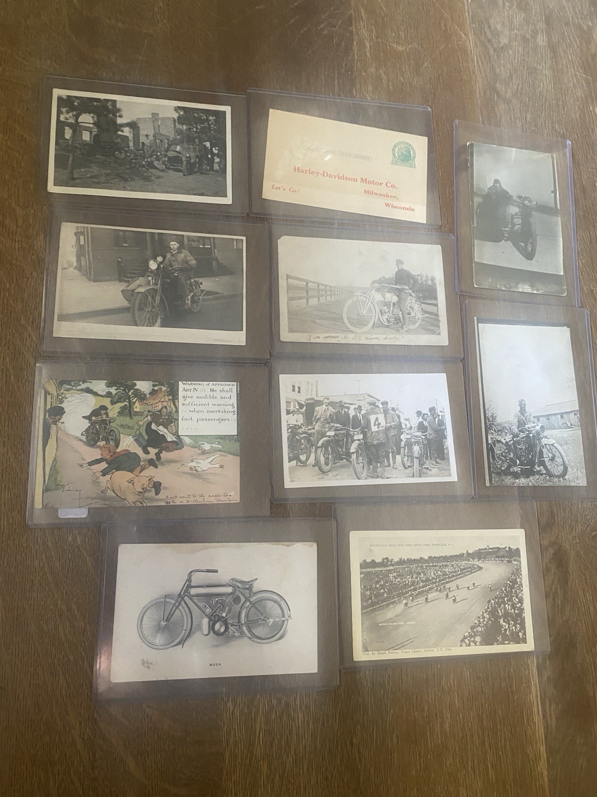 02: Lot of Ten Antique Motorcycle Related Images Vintage Photos Postcards RPPC
