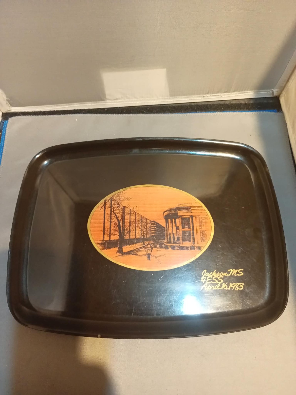 Vintage handcrafted Couroc of Monterey serving Tray (Jackson, Mississippi 1983)